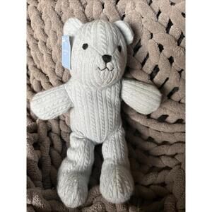 100% Cashmere Lands End Cable Knit Sweater Teddy Bear with Tags Plush Baby Blue